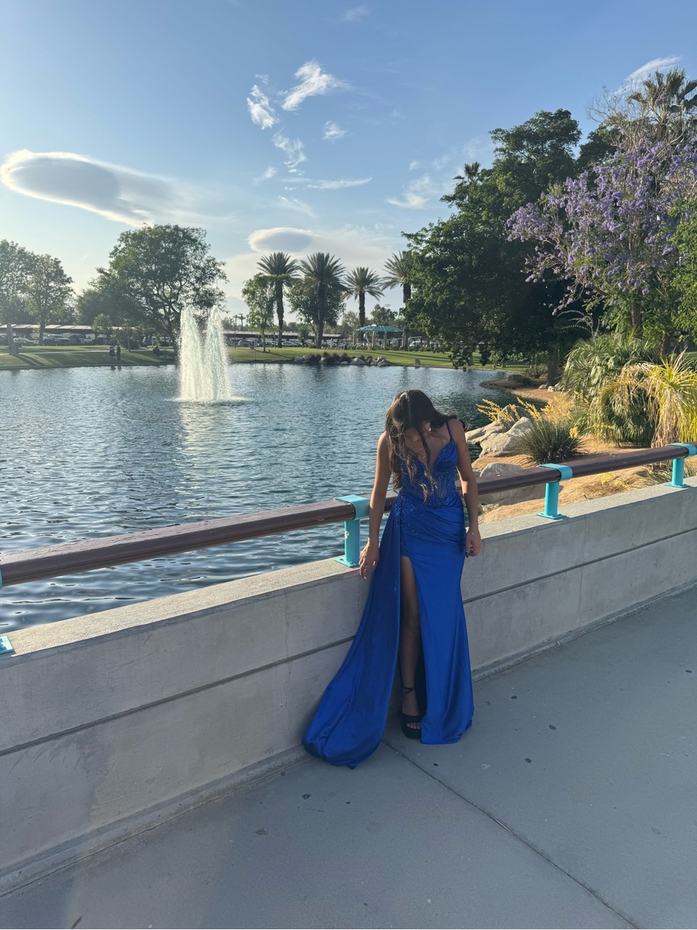 Ladivine Royal Blue Satin Prom Dress